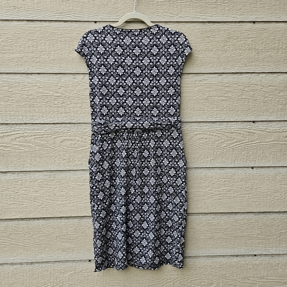 Boden Margot jersey dress black and white patterned 10L long tall - Picture 2 of 6